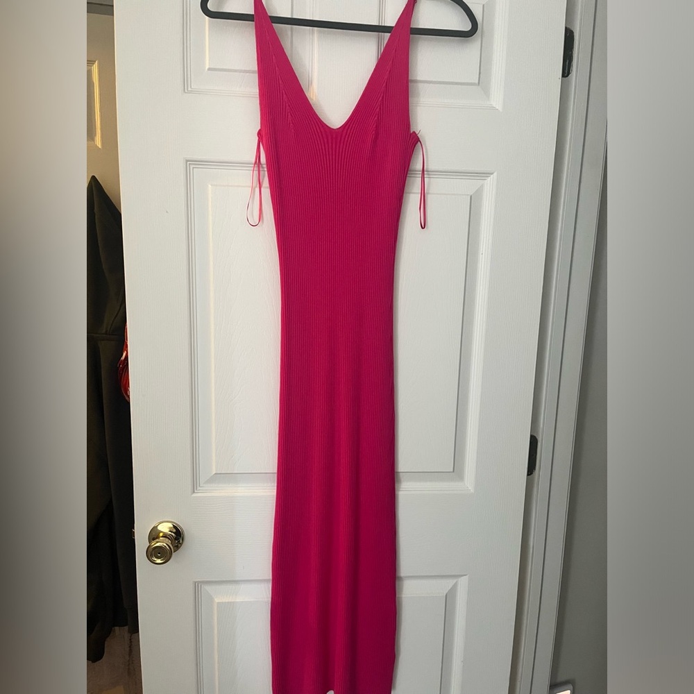 Hot Pink Knit maxi Dress